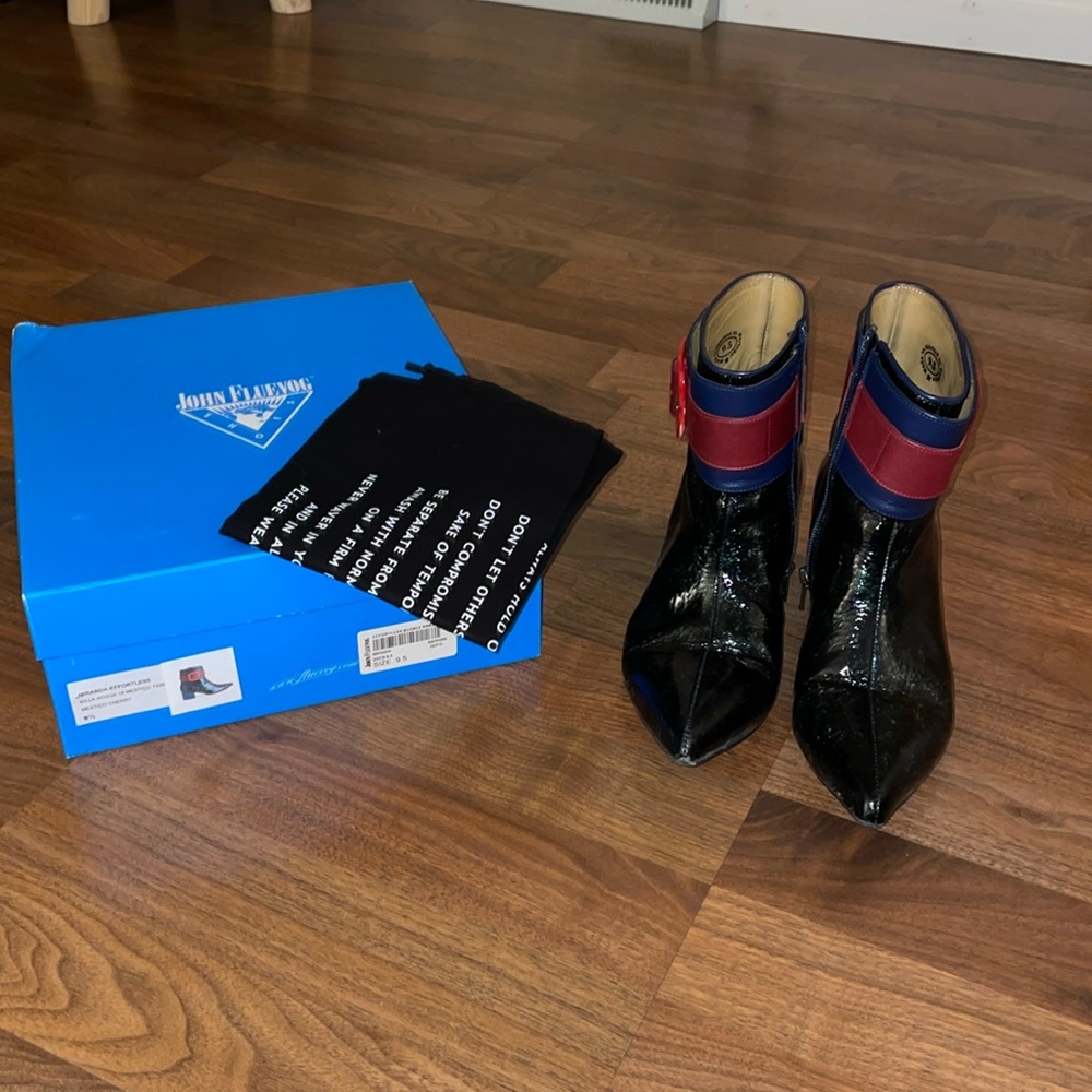 John Fluevog ankle boots. Size 9.5. Patent leather